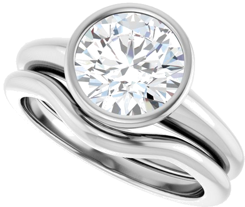 Sužadėtuvių Žiedas „Bezel-Set Solitaire“ 14k white gold Round 8.2mm (10)
