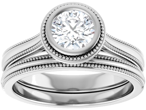 Sužadėtuvių Žiedas „Bezel-Set Solitaire“ 14k white gold Round 5.5mm (8)