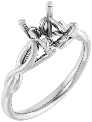14K White  5.5 mm Square Solitaire Engagement Ring Mounting (1)