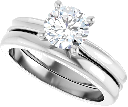 Sužadėtuvių Žiedas 14k white gold Round 6.5mm (10)