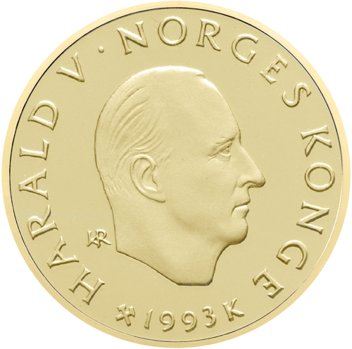 1993 Roald Amundsen 1500 kronų Norvegija auksinė moneta (2)