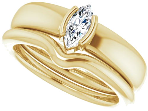 Sužadėtuvių Žiedas „Half-Bezel Solitaire“ 14k yellow gold Marquise 7mm x 3.5mm (10)