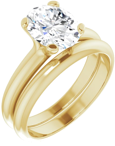 14K Yellow 9x7 mm Oval Solitaire Engagement Ring Mounting (6)