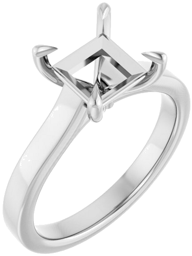 Sužadėtuvių Žiedas „Claw-Prong“ 14k white gold Square 6.5mm (1)