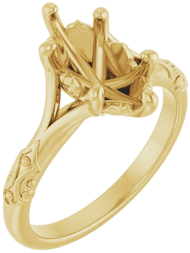 Sužadėtuvių Žiedas „Solitaire Split Shank“ 585 Geltonojo Aukso Marquise 12mm x 6mm (1)