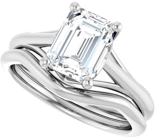 Sužadėtuvių Žiedas „Solitaire“ 14k white gold Emerald 8mm x 6mm (10)