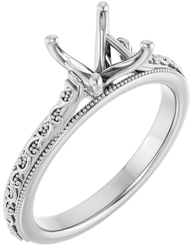 Sužadėtuvių Žiedas „Solitaire Sculptural“ 14k white gold Square 5.5mm (1)