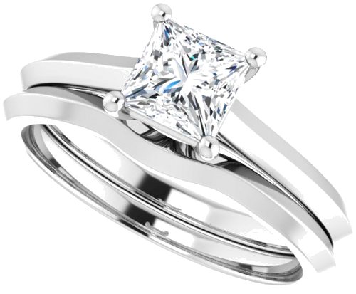 Sužadėtuvių Žiedas „Claw-Prong“ 14k white gold Square 5mm (10)
