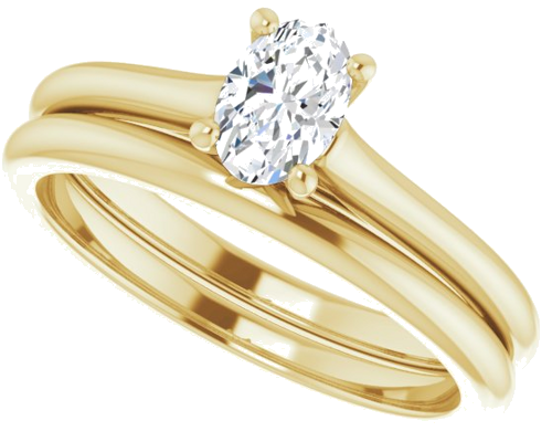 Sužadėtuvių Žiedas „Solitaire“ 750 Geltonojo Aukso Oval 6mm x 4mm (10)