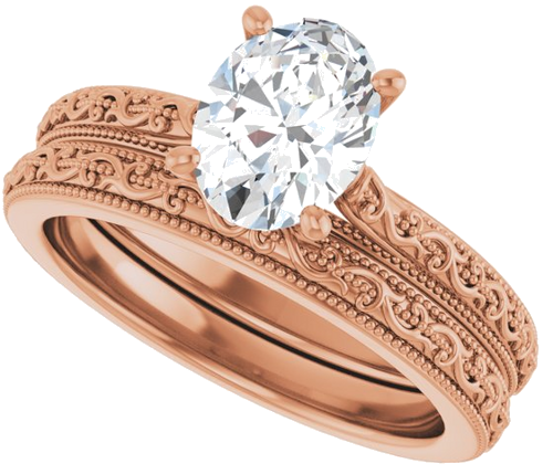 14K Rose  8x6 mm Oval Solitaire Engagement Ring Mounting (10)