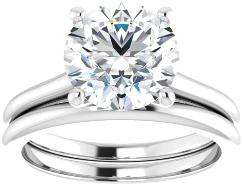 Sužadėtuvių Žiedas „Accented“ 14k white gold Round 8.8mm (8)