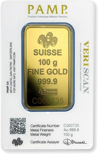 100 г Инвестиционный золотой слиток PAMP Fortuna (2)