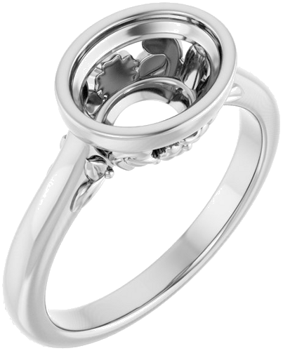 Sužadėtuvių Žiedas „Bezel-Set“ 14k white gold Oval 9mm x 7mm (1)