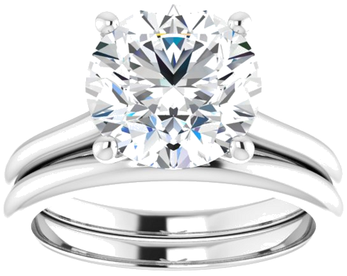 Sužadėtuvių Žiedas „Accented“ 14k white gold Round 9.4mm (8)