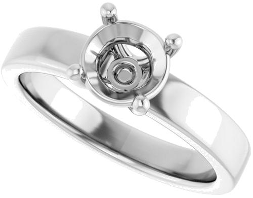 14K White 6.5 mm Round Solitaire Engagement Ring Mounting (5)
