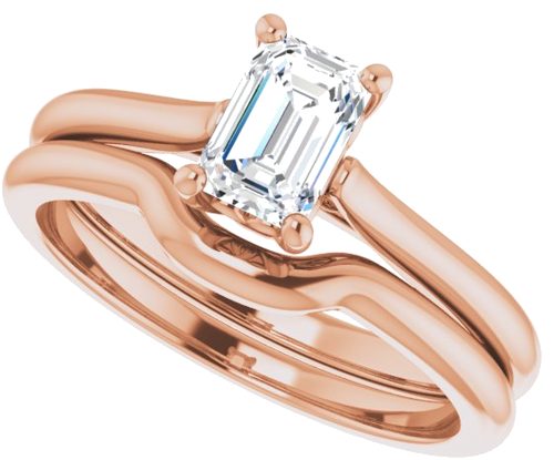 Sužadėtuvių Žiedas „Solitaire“ 14k rose gold Emerald 6mm x 4mm (10)