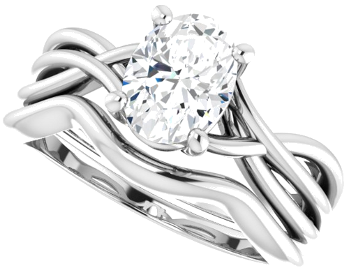Sužadėtuvių Žiedas „Solitaire“ 14k white gold Oval 8mm x 6mm (10)