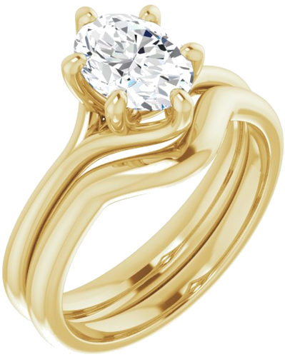 Sužadėtuvių Žiedas „Solitaire“ 750 Geltonojo Aukso Oval 8mm x 6mm (6)