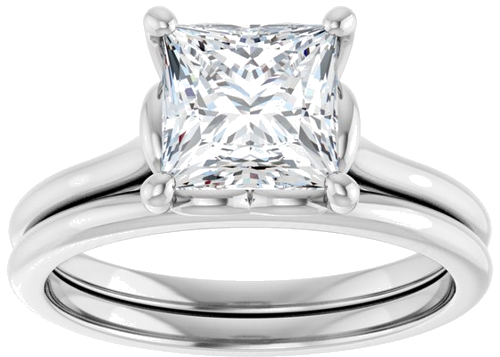 Sužadėtuvių Žiedas „Solitaire“ 14k white gold Square 6.5mm (8)