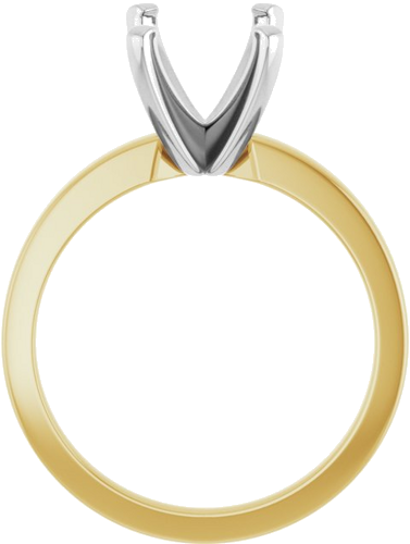 14K Yellow White 9x7 mm Emerald Solitaire Engagement Ring Mounting (2)