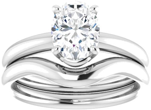 Sužadėtuvių Žiedas „Solitaire“ 585 Baltojo Aukso Oval 8mm x 6mm (8)