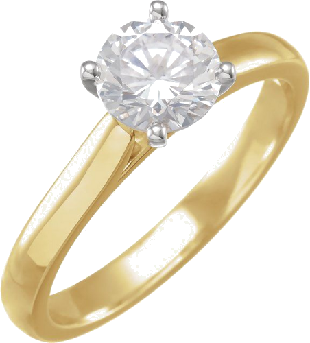 14K Yellow White 6.5 mm Round Solitaire Engagement Ring Mounting (3)