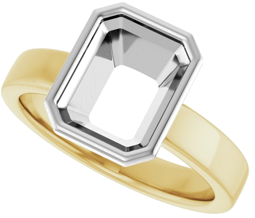 Sužadėtuvių Žiedas „Bezel-Set Solitaire“ 14k yellow/white gold Emerald 9mm x 7mm (5)