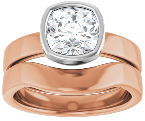 14K Rose White 7 mm Cushion Solitaire Engagement Ring Mounting (8)