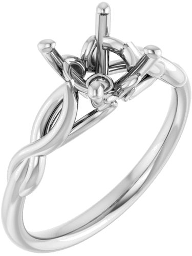 14K White  7.4 mm Round Solitaire Engagement Ring Mounting (1)