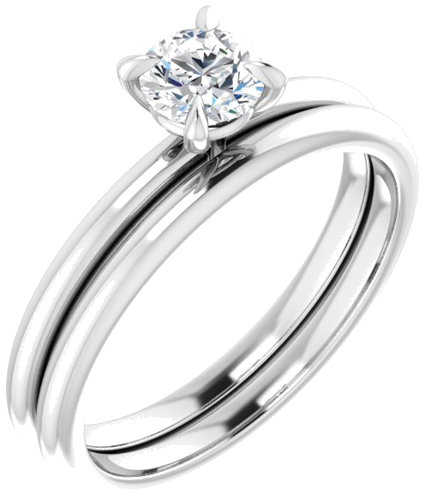 Sužadėtuvių Žiedas „Solitaire“ 10k white gold Round 4.8mm (6)