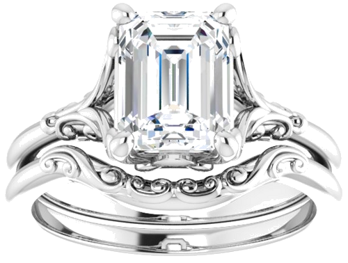 Sužadėtuvių Žiedas „Solitaire“ 14k white gold Emerald 8mm x 6mm (8)