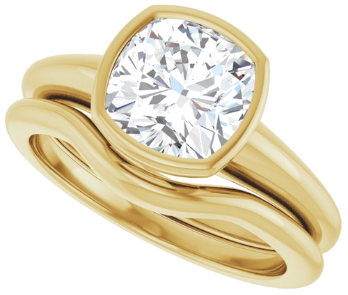 Sužadėtuvių Žiedas „Bezel-Set Solitaire“ 14k yellow gold Cushion 7.5mm (10)