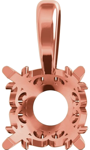 Pakabukas „Round 4-Prong Scroll“ 14k rose gold Round 5mm (1)