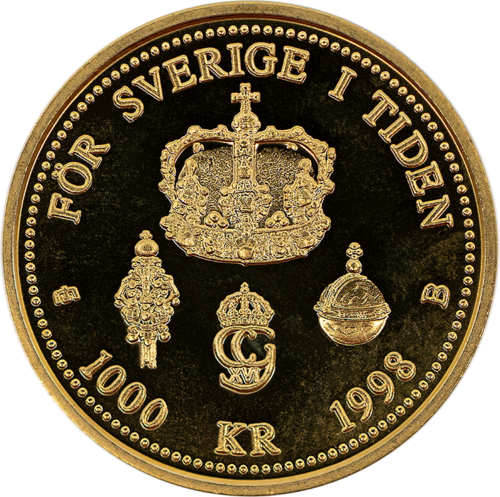 1000 kronor Carl XVI Gustaf Silver Jubilee 1998 Sweden gold coin (2)