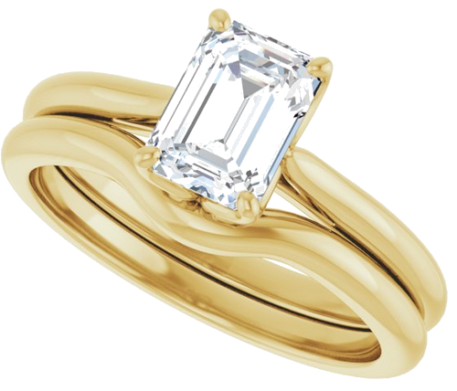 Sužadėtuvių Žiedas „Solitaire“ 585 Geltonojo Aukso Emerald 7mm x 5mm (10)