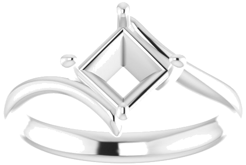 Sužadėtuvių Žiedas „Solitaire Bypass“ 14k white gold Square 6mm (3)