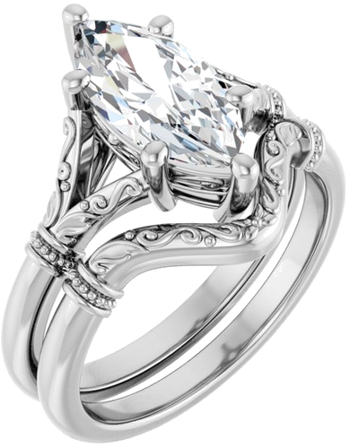 Sužadėtuvių Žiedas „Sculptural“ 14k white gold Marquise 12mm x 6mm (6)