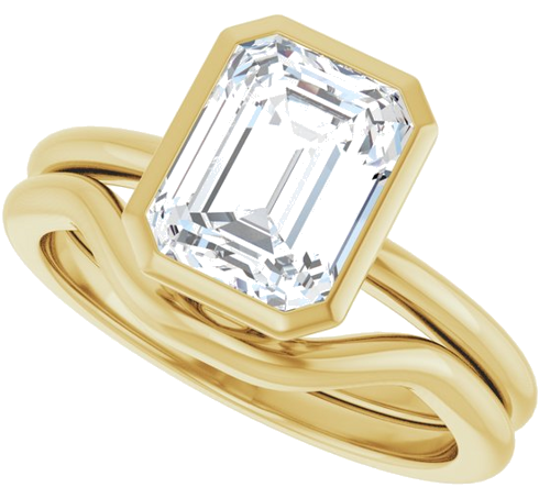 Sužadėtuvių Žiedas „Bezel-Set“ 14k yellow gold Emerald 8.5mm x 6.5mm (10)