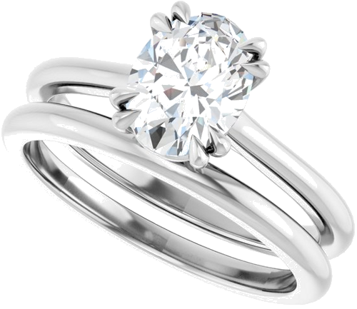 14K White 8x6 mm Oval Solitaire Engagement Ring Mounting (10)