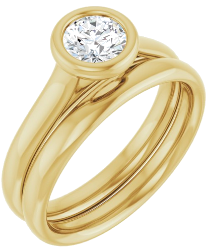 Sužadėtuvių Žiedas „Bezel-Set Solitaire“ 585 Geltonojo Aukso Round 5.2mm (6)