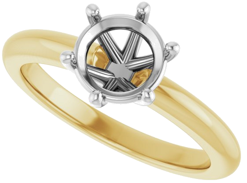 Sužadėtuvių Žiedas 14k yellow/white gold Round 7mm (5)