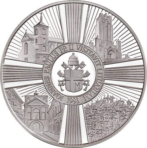 Popiežiaus Jono Pauliaus II Kanonizacijai skirtas sidabrinis medalis (3)