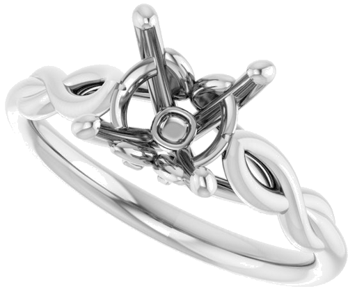 14K White  8 mm Round Solitaire Engagement Ring Mounting (5)