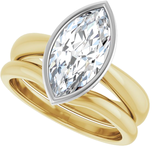 Sužadėtuvių Žiedas „Bezel-Set Solitaire“ 18k yellow/white gold Marquise 13mm x 6.5mm (10)