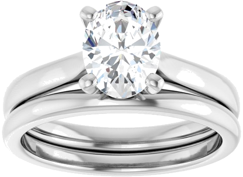 14K White 8x6 mm Oval Engagement Ring Mounting (8)
