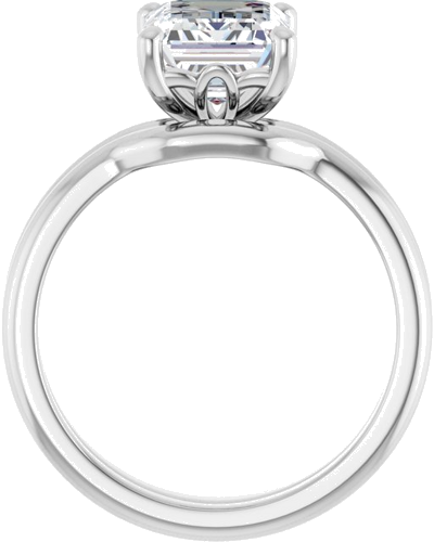 14K White 9x7 mm Emerald Solitaire Engagement Ring Mounting (7)