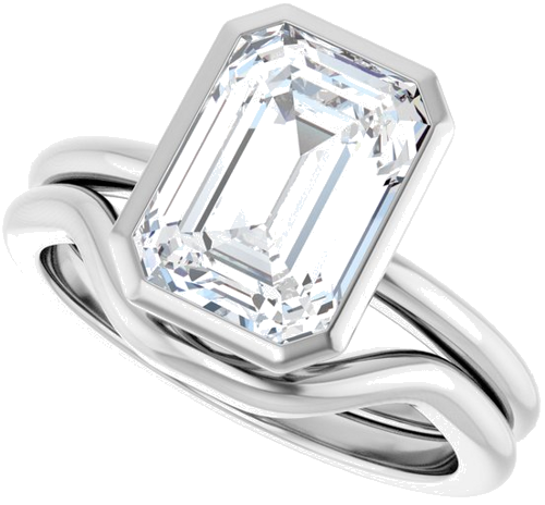 Sužadėtuvių Žiedas „Bezel-Set“ 14k white gold Emerald 10mm x 7mm (10)