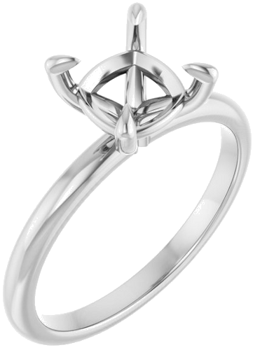Platinum  7x7 mm Cushion Solitaire Engagement Ring Mounting (1)