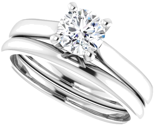 Sužadėtuvių Žiedas „Solitaire“ 585 Baltojo Aukso Round 5.5mm (10)