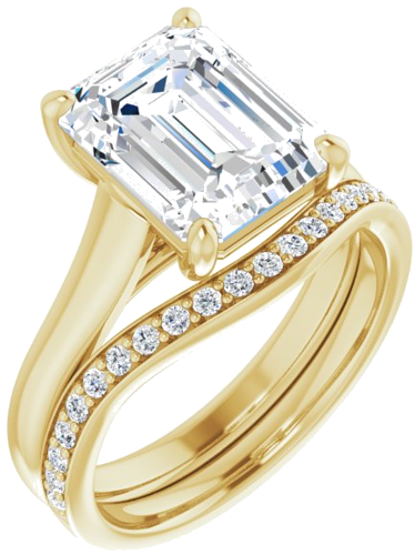 Sužadėtuvių Žiedas „Solitaire“ 585 Geltonojo Aukso Emerald 10mm x 8mm (6)